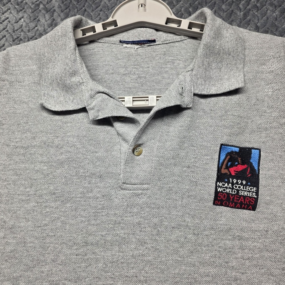 Vintage NCAA College World Series 50th Anniversary Gray Polo‎ Men's **Large**
